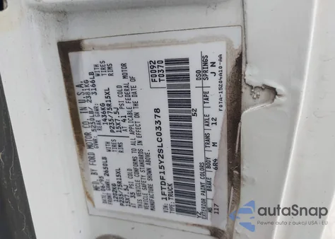 1995 Ford F150 from USA, damaged, VIN 1FTDF15Y2SLC03378